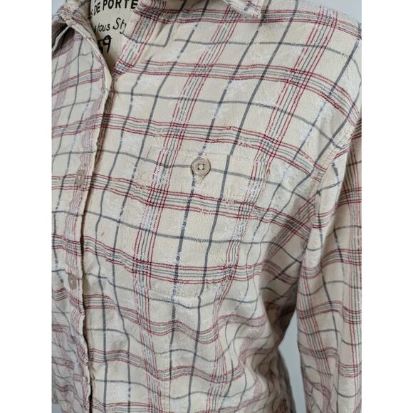 Womens Medium Plaid Flannel Woolrich Button-Up Long Sleeve Snowflake Shirt Top - Picture 6 of 13